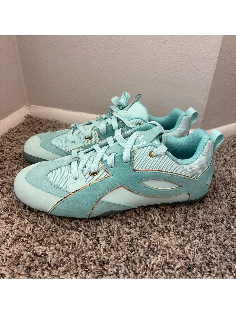 Under Armour Yard Icon MT Metal Baseball Cleats Size 15 Green/Gold 6012731-791